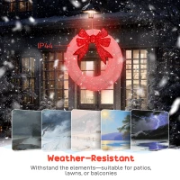Outsunny 48 Inch Lighted Wreath Decoration with Dual Color LED, Christmas Wreath with Daily Timer, Remote for Indoor Outdoor(m-8)