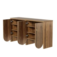 Modern Sideboard with Ample Storage & Adjustable Shelves, Versatile Cabinet for Living & Dining Room, 58'' L x 15.5'' W x 31.5'' H, Natural(m-11)
