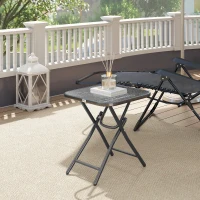 Outsunny Patio Table, Folding Coffee Table with Tempered Glass Tabletop, Portable Bistro Table for Patio, Backyard(m-10)