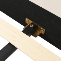 Full Size Upholstered Platform Bed with Built-In Bedside Desk and Round Stool, Solid Bedboard for Families, 80'' L x 68'' W x 29'' H, Beige(m-6)