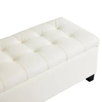 Durable Ottoman Bench with Wooden Frame and Rubberwood Legs, Modern Foam Seat with Internal Storage, 50'' L x 18.5'' W x 16.5'' H, Beige(m-7)