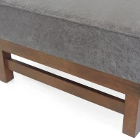 Square Coffee Table with Plush Cushion Top and Upholstered Finish, Versatile Leather Ottoman for Living Room, 48'' L x 27.5'' W x 15'' H, Grey(m-6)