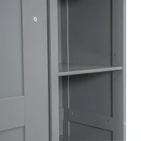 Full Size Murphy Bed with Shelves, LED Lights, Space-Saving Wall Bed with Flexible Slats, Dual Piston Mechanism, 91" L x 81" W x 84" H, Grey(m-7)