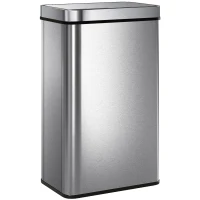 HOMCOM 15.9 Gallon Sensor Can, Automatic Garbage Can with Soft-Close Lid, Fingerprint-Proof Stainless Steel, Silver(m-2)