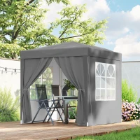 Outsunny 6.6'x6.6' Pop Up Canopy Tent with Sidewalls, Instant Sun Shelter Camping Gazebo with Carry Bag, Grey(m-8)