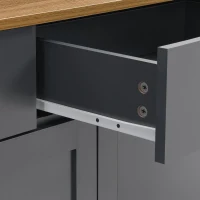 Modern Sideboard Buffet Cabinet with 3 Drawers & 4 Doors, Rustic Storage with Adjustable Shelves, 55'' L x 14.5'' W x 29.5'' H, Gray+Wood(m-7)