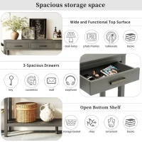 Farmhouse Entryway Table with Wide Top and Open Bottom Shelf, Minimalist Console with Adjustable Feet, 59'' L x 14'' W x 31.5'' H, Gray(m-6)