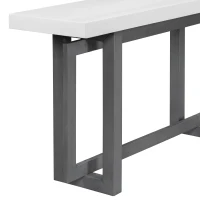 Modern Console with Pine Veneer Top and Solid Legs, Versatile Hallway Table with Adjustable Feet, 59'' L x 15.5'' W x 31.5'' H, Dark Gray+White(m-5)