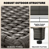 Outsunny Patio Rattan Daybed, Wicker Outdoor Daybed with Storage Ottoman, Loveseat w/ Adjustable Backrest, Side Tables, Gray(m-7)