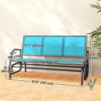 Outsunny 3-Seat Outdoor Glider Chair, Patio Rocking Chair, Steel Frame, Sling Fabric Seat for Garden, Backyard, Lawn, Blue(m-3)