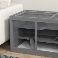 PawHut Extra Large Wooden Hamster Cage with Opening Roof, Hut, Ramps, Gray(m-9)