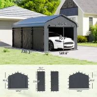 Outsunny Carport Replacement Sidewall Panel for 12' x 20' Carports, UPF50+ Waterproof Replacement Side Wall Cover, Dark Gray(m-3)
