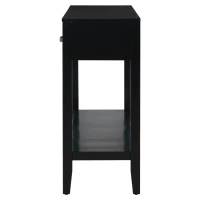 Farmhouse Entryway Table with Wide Top and Open Bottom Shelf, Minimalist Console with Adjustable Feet, 59'' L x 14'' W x 31.5'' H, Black(m-13)