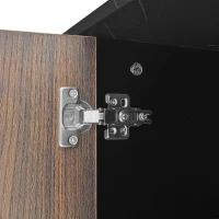 Modern TV Cabinet with 2 Doors, Drawers and Open Shelves, Stylish Storage Cabinet with LED Lighting, 78.5'' L x 20'' W x 15'' H, Black+Wood(m-8)