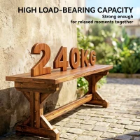 Outsunny Rustic Outdoor Wooden Bench, Backless Garden Bench Patio Loveseat with X-Shape Base for Porch, Park, Carbonized(m-5)