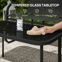 Outsunny 4 Piece Patio Furniture Set, Outdoor Conversation Set with 2 Loveseats, 2 Armchairs, Glass-Top Table, Black(m-7)