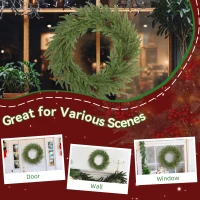 HOMCOM 24 inch Christmas Wreath, Artificial Norfolk Pine Wreath with Pine Cones and 88 Realistic Branches for Door, Wall(m-6)