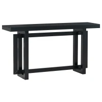 Modern Console Table with Pine Veneer Top and Solid Legs, Versatile Sofa Table for Hallway, Living Room, 59'' L x 15.5'' W x 31.5'' H, Black(m-2)