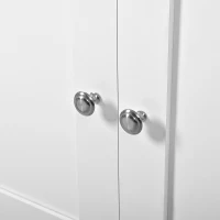 Modern Sideboard Buffet Cabinet with 3 Drawers and 4 Doors, Rustic Storage with Adjustable Shelves, 55'' L x 14.5'' W x 29.5'' H, White+Wood(m-6)