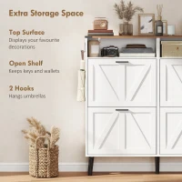 HOMCOM Shoe Storage Cabinet with 4 Flip Drawers, Farmhouse Narrow Shoe Cabinet, Holds Up to 24 Pairs, White(m-7)