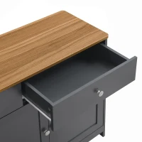 Modern Sideboard Buffet Cabinet with 3 Drawers & 4 Doors, Rustic Storage with Adjustable Shelves, 55'' L x 14.5'' W x 29.5'' H, Gray+Wood(m-9)