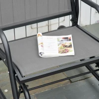 Outsunny Patio Glider with Breathable Mesh Fabric Seat & Backrest, Metal Frame Outdoor Glider Swing Chair with Armrests, Grey(m-11)