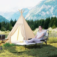 Outsunny Folding Lounge Chair w/ Reclining Back, Cream White(m-10)