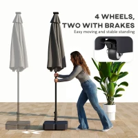 Outsunny Patio Umbrella Base with Wheels & Brake Heavy Duty Outdoor Umbrella Stand Holder for for 1.5"/1.9" Poles Black(m-4)