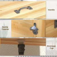 Outsunny 54-Qt Wooden Patio Cooler, Outdoor Cooler Table with Bottle Opener and 3 Handles, Natural(m-7)