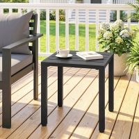 Outsunny Metal Outdoor Side Table, 45.5 cm Square Patio Side Table, Small Accent Table for Garden, Poolside, Black