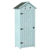 Outsunny 30" x 21" x 71" Garden Storage Shed, Outdoor Tool Utility Storage House  with 3 Tier Shelves and Roof, Blue(m-2)