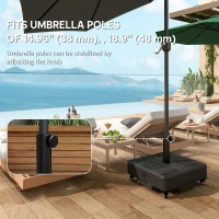 Outsunny Patio Umbrella Base with Wheels Fillable Outdoor Umbrella Stand for 1.5"/1.9" Poles Black(m-5)