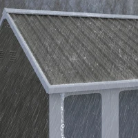 Outsunny 12' x 5.5' Metal Garden Storage Shed, Outdoor Tool Storage House with Lockable Door, Vents, Sloped Roof, Light Grey(m-9)