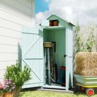 Outsunny 30" x 21" x 71" Garden Storage Shed, Outdoor Tool Utility Storage House  with 3 Tier Shelves and Roof, Blue(m-8)