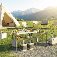 Outsunny Fish Cleaning Table Folding Sink Portable Camping Sink with Side Shelf & Bottom Rack for Outdoor White(m-10)