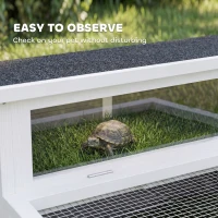 PawHut Tortoise Habitat Openable Top Wooden Tortoise Enclosure Run Area and Clear Window Dark Gray(m-8)