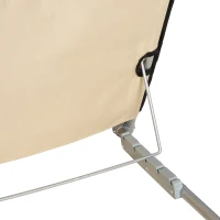 Outsunny 2 Pieces Beach Lounge Chair, Outdoor Folding Chaise Lounge Set w/ Pillow for Sunbath, Snap, Beige(m-9)