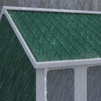 Outsunny 12' x 5.5' Metal Garden Storage Shed, Outdoor Tool Storage House with Lockable Door, Vents, Sloped Roof, Green(m-9)