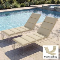 Outsunny Outdoor Lounge Chair Cushion with Zipper Reversible Chaise Lounge Cushion for Patio Indoor/Outdoor Beige(m-8)