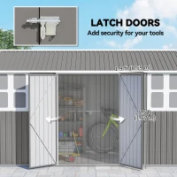 Outsunny 12' x 5.5' Metal Garden Storage Shed, Outdoor Tool Storage House with Lockable Door, Vents, Sloped Roof, Light Grey(m-7)