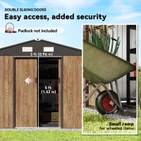 Outsunny 9.1'x6.4'x6.3' Garden Storage Shed, Outdoor Storage Tool House with Vents, Foundation and Lockable Double Doors, Teak(m-5)