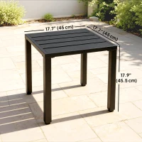 Outsunny Metal Outdoor Side Table, 45.5 cm Square Patio Side Table, Small Accent Table for Garden, Poolside, Black(m-3)