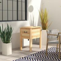 Outsunny 54-Qt Wooden Patio Cooler, Outdoor Cooler Table with Bottle Opener and 3 Handles, Natural(m-8)