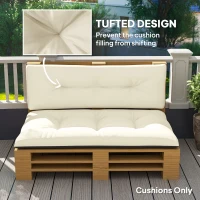 Outsunny 2 Seater Pallet Cushions Outdoor 3.9" Thick Replacement Cushions - Tufted Design for Garden, Patio, Cream White(m-6)