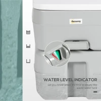 Outsunny Porta Potty, 5.3 Gallon Portable Toilet with Level Indicator and Anti-Leak Pump for Camping, Boating, Hiking, Travel, RV(m-5)