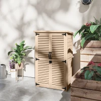 Outsunny 30" x 20" x 47" Wooden Garden Shed, Outdoor Storage Shed with Waterproof Asphalt Roof, Shelves, Natural(m-10)