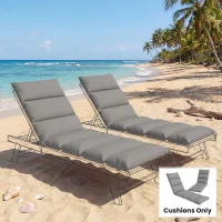 Outsunny Outdoor Lounge Chair Cushion with Zipper Reversible Chaise Lounge Cushion for Patio Indoor/Outdoor Dark Grey(m-1)