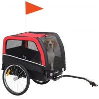 PawHut Dog Bike Trailer, Pet Cart Bicycle Carrier with 20" Air Tires, Quick-Release Wheels, Reflectors, Flag(m-11)