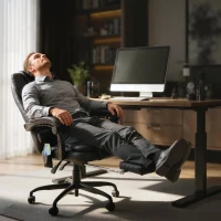 Vinsetto Reclining Office Chair with Footrest, Vibrating Massage, Adjustable Height, Perfect Office, Black(m-9)