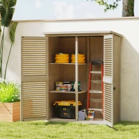 Outsunny 50" x 26" x 66" Wooden Garden Shed, Outdoor Storage Shed with Waterproof Asphalt Roof, Shelves, Natural(m-9)